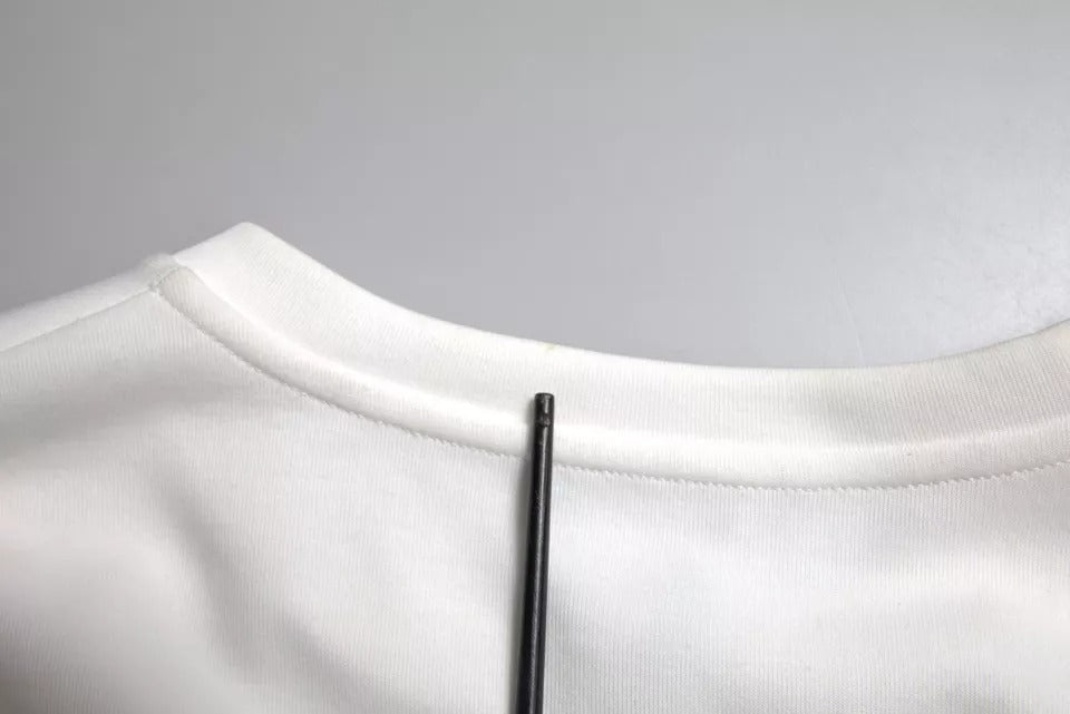 T-shirt en coton blanc et cristaux noirs Dolce & Gabbana