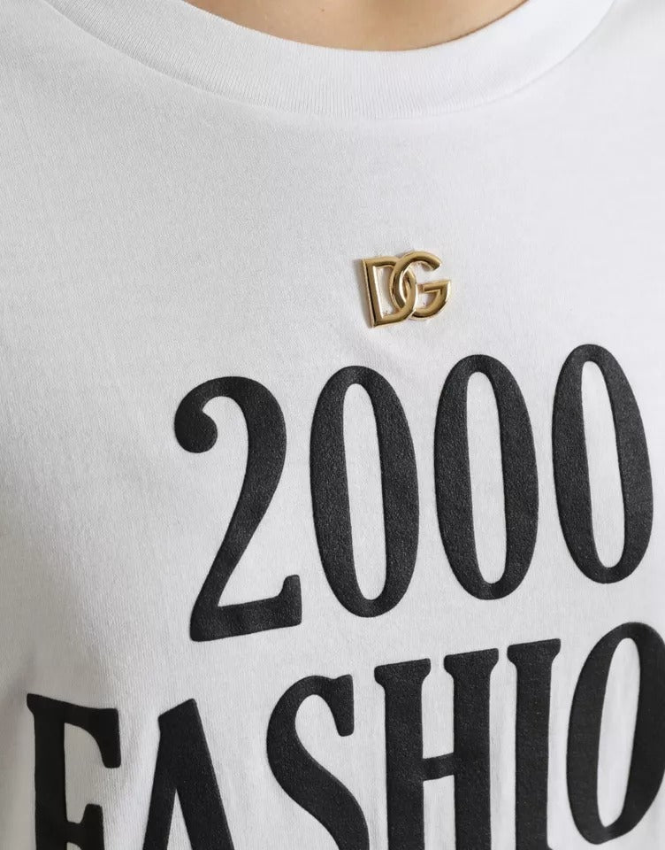 T-shirt Dolce & Gabbana blanc avec slogan imprimé et laçage