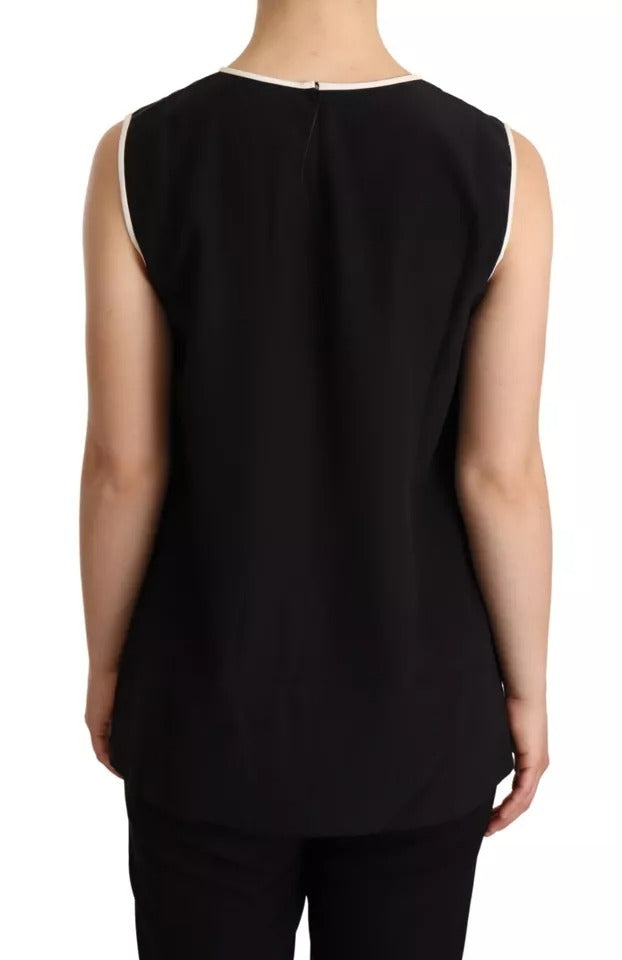 Débardeur sans manches en soie noire imprimé Eleganza Dolce & Gabbana