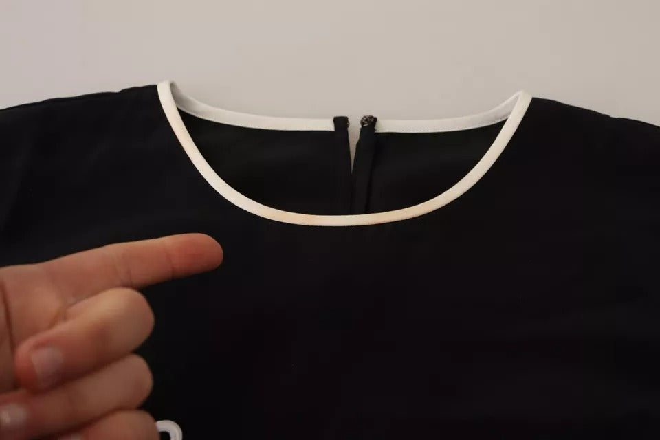 Débardeur sans manches en soie noire imprimé Eleganza Dolce & Gabbana