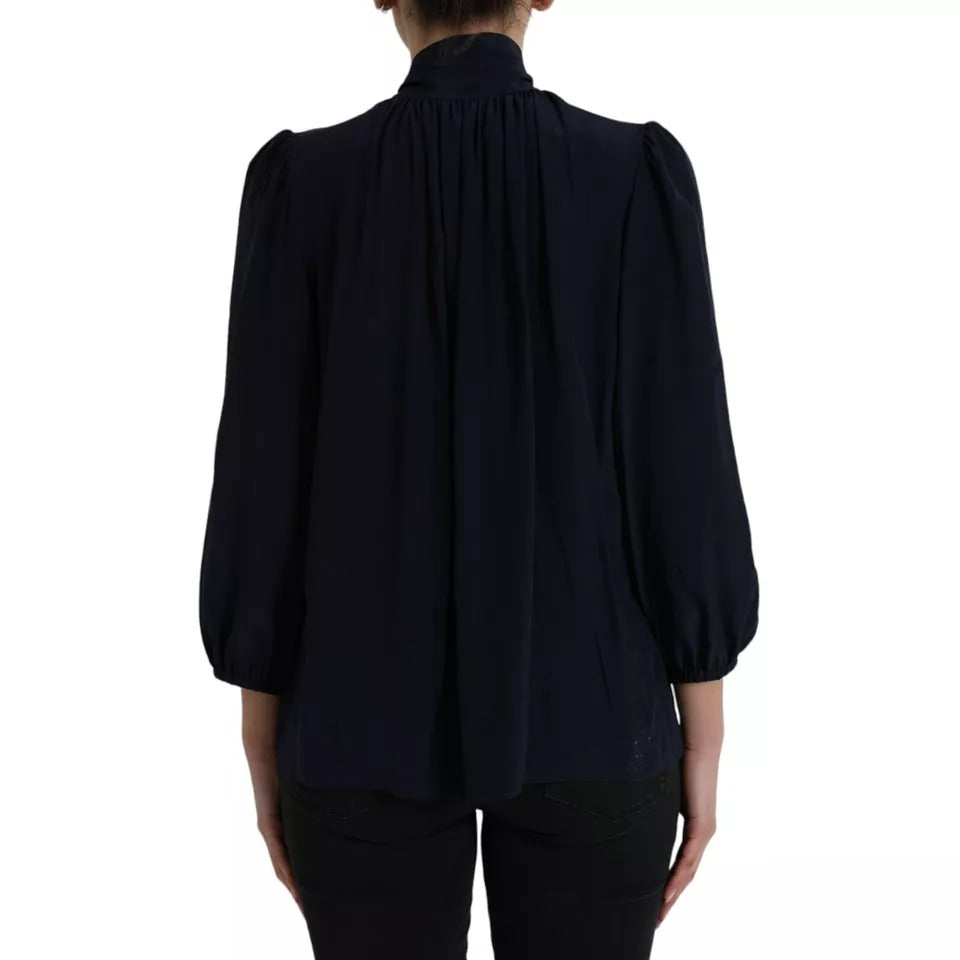 Dolce & Gabbana Blue Long Sleeve T-Shirt for Women side view