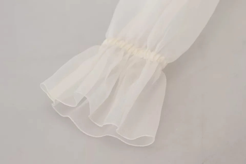 Chemisier Dolce & Gabbana blanc à col lavallière et manches longues