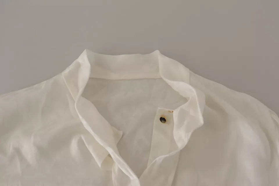 Chemisier col lavallière en soie à motifs blanc Dolce & Gabbana