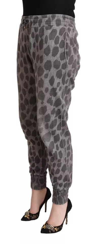 Dolce & Gabbana Pantalon de jogging gris imprimé léopard