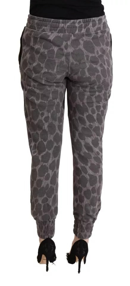 Dolce & Gabbana Pantalon de jogging gris imprimé léopard