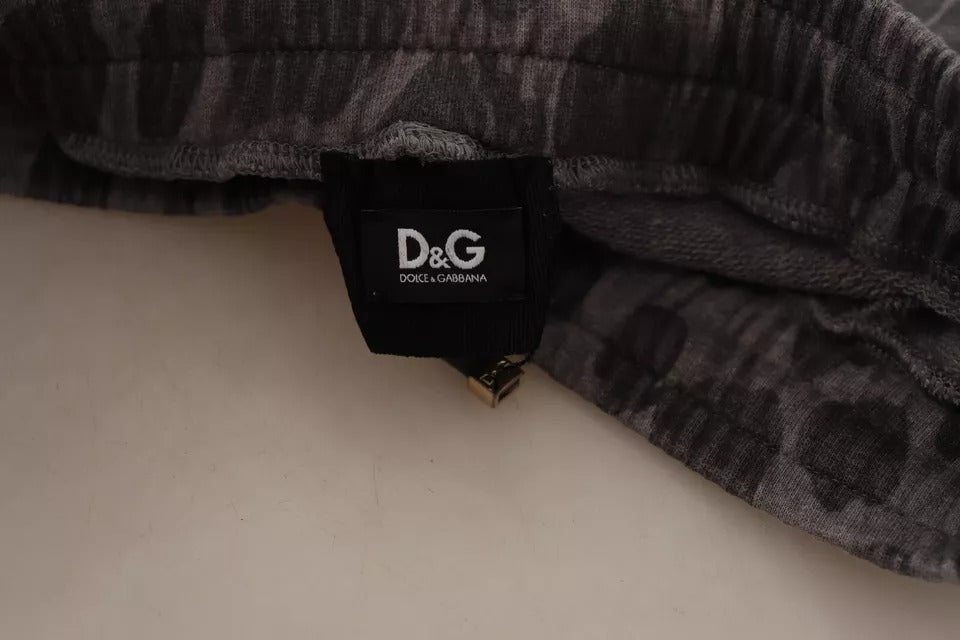 Dolce & Gabbana Pantalon de jogging gris imprimé léopard