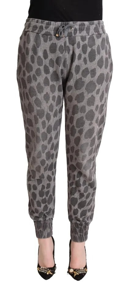 Dolce & Gabbana Pantalon de jogging gris imprimé léopard