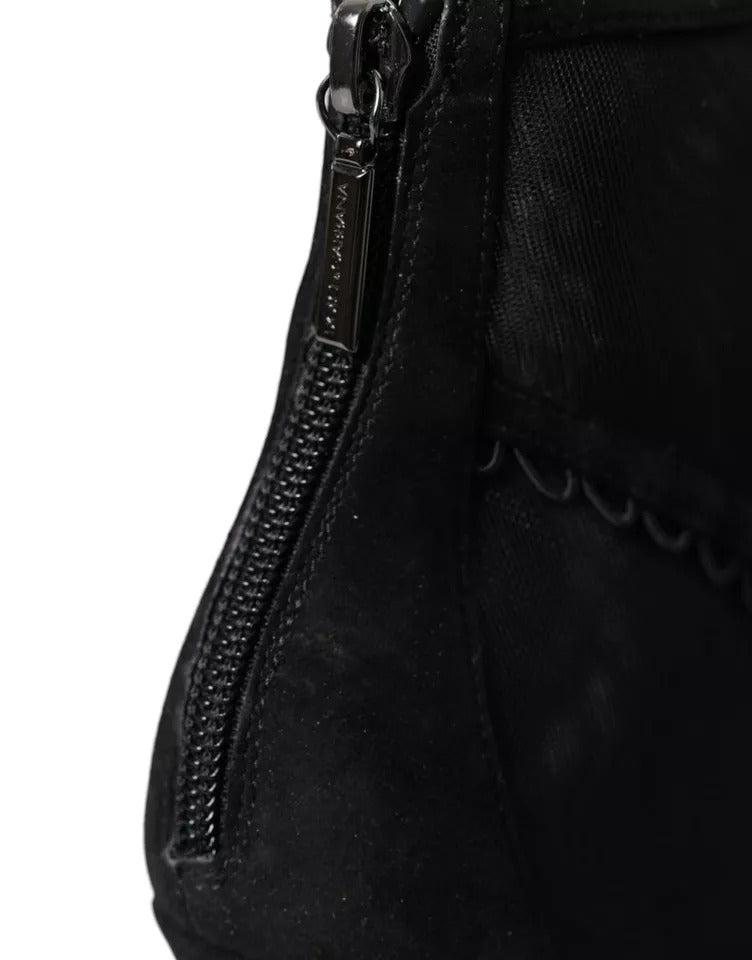 Chaussures courtes à talons aiguilles en tulle noir Dolce & Gabbana
