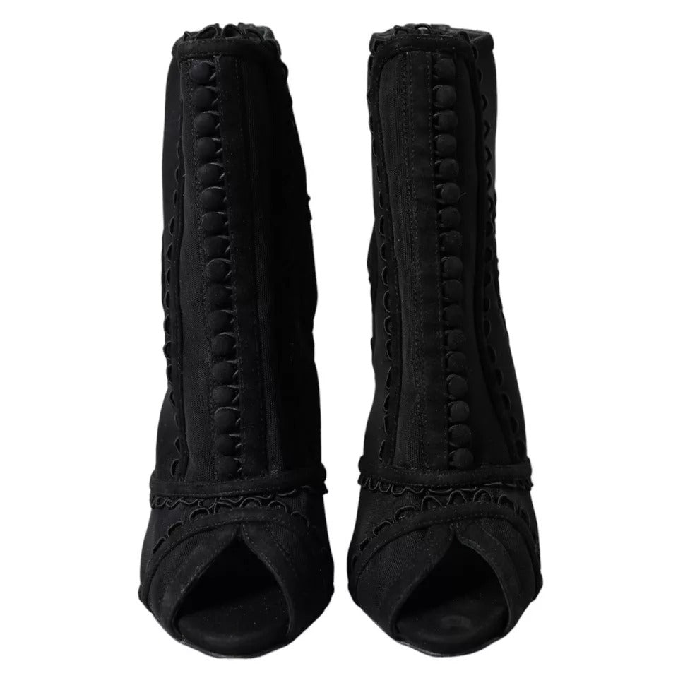 Chaussures courtes à talons aiguilles en tulle noir Dolce & Gabbana