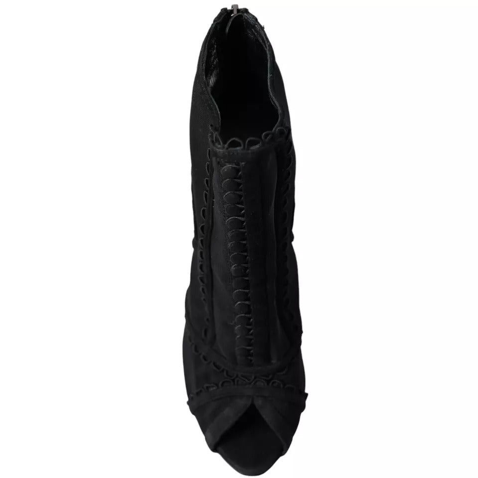 Chaussures courtes à talons aiguilles en tulle noir Dolce & Gabbana
