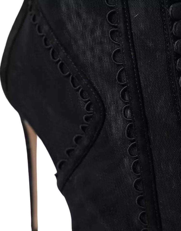 Chaussures courtes à talons aiguilles en tulle noir Dolce & Gabbana