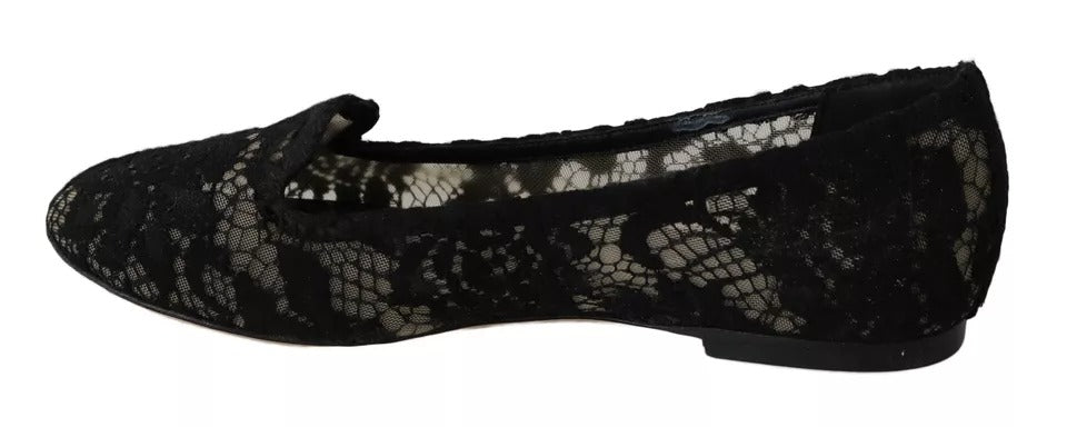 Dolce & Gabbana Black Slip On Loafers for Women side view