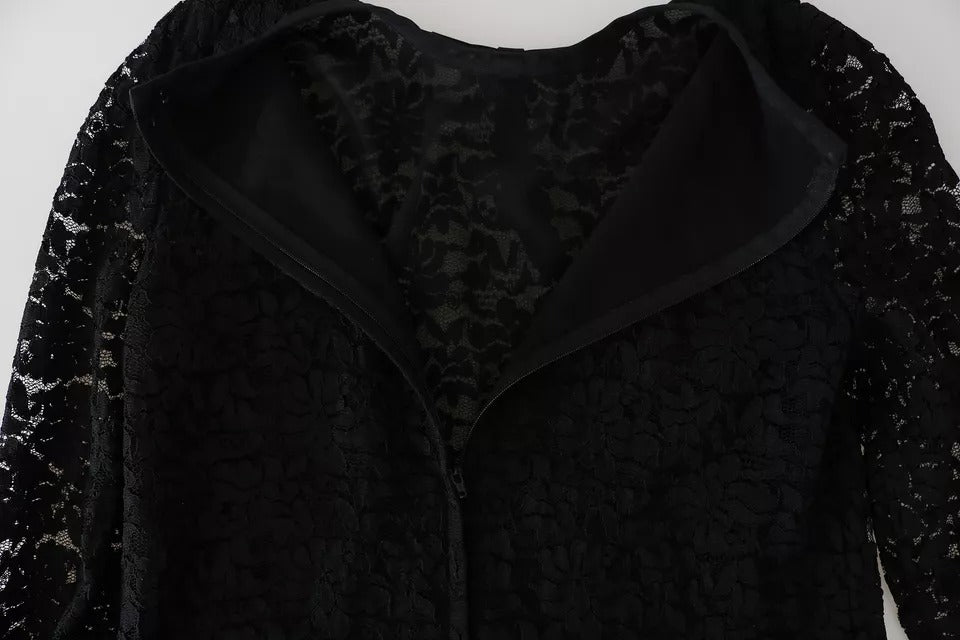 Chemisier à manches longues en dentelle noire Dolce & Gabbana en nylon