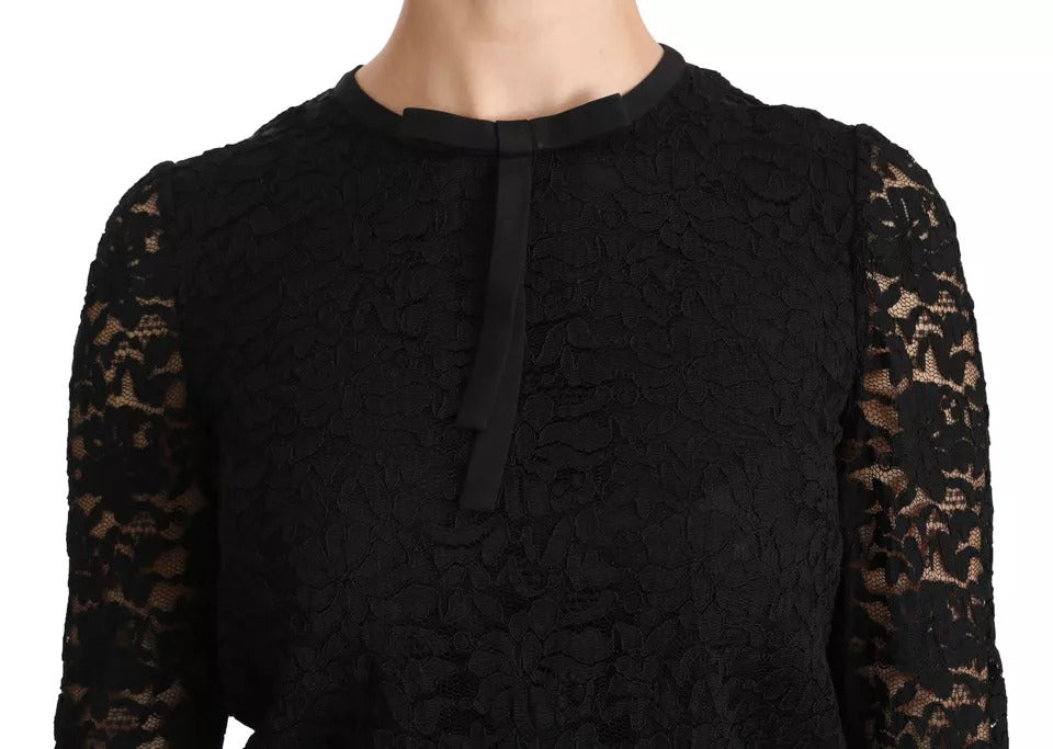 Chemisier à manches longues en dentelle noire Dolce & Gabbana en nylon
