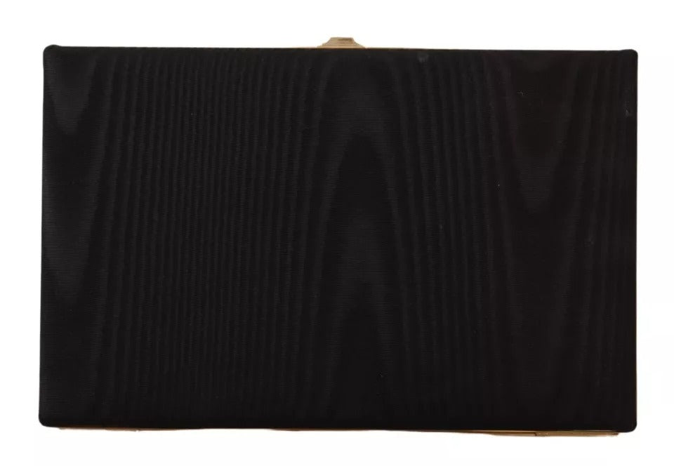Pochette de soirée Dolce & Gabbana en soie noire avec cadre doré