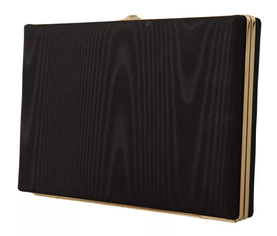 Pochette de soirée Dolce & Gabbana en soie noire avec cadre doré