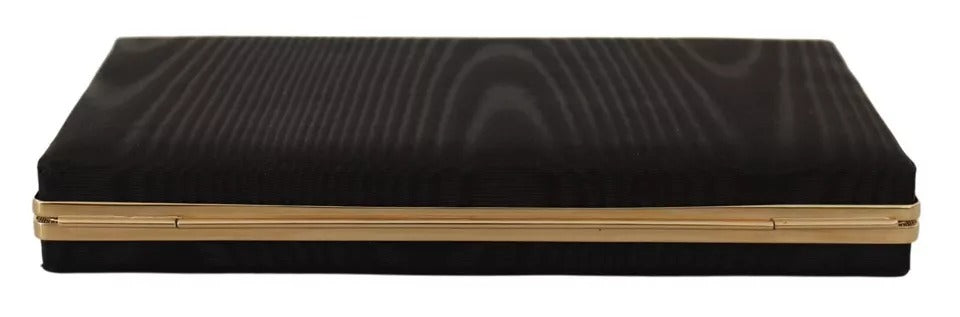Pochette de soirée Dolce & Gabbana en soie noire avec cadre doré