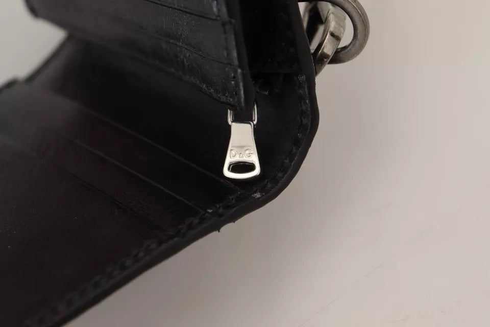 Portefeuille à bandoulière Dolce & Gabbana en cuir noir pour femme