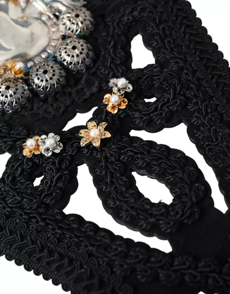 Ceinture femme Dolce & Gabbana en toile noire ornée