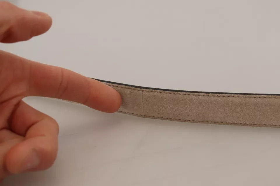 Ceinture Dolce & Gabbana en velours beige, cuir et boucle en métal doré
