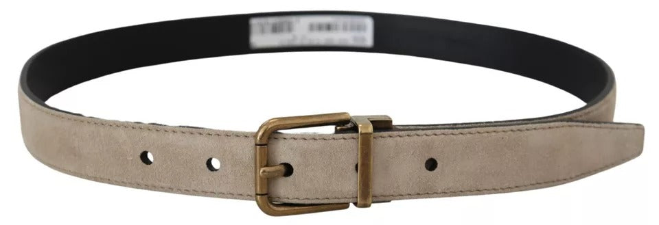 Ceinture Dolce & Gabbana en velours beige, cuir et boucle en métal doré
