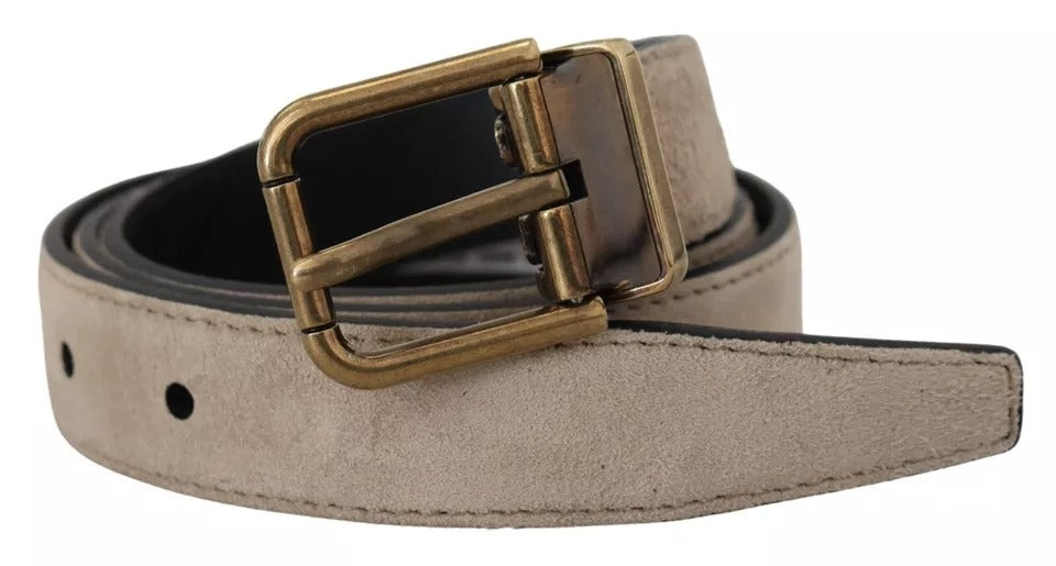 Ceinture Dolce & Gabbana en velours beige, cuir et boucle en métal doré