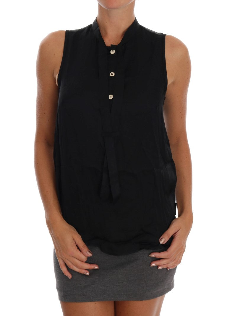Haut chemisier sans manches noir en viscose Versace Jeans
