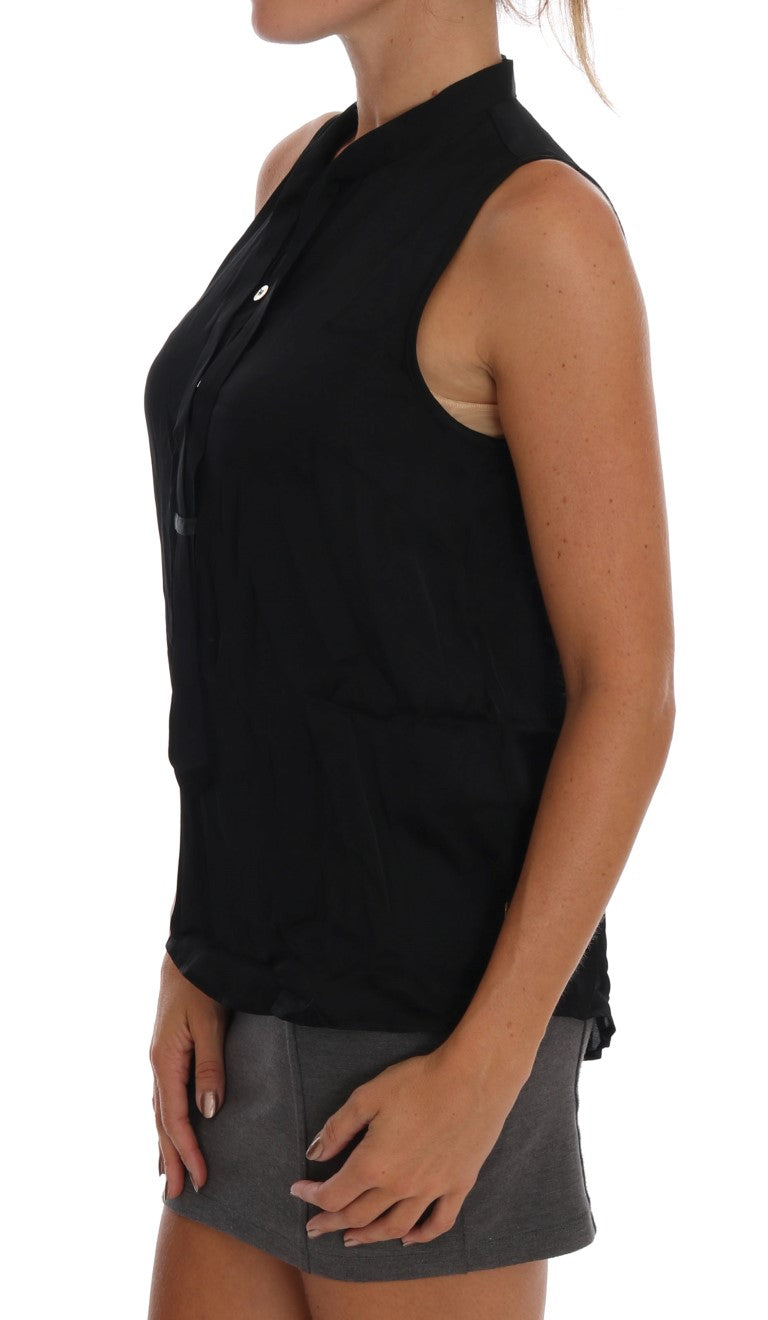 Haut chemisier sans manches noir en viscose Versace Jeans