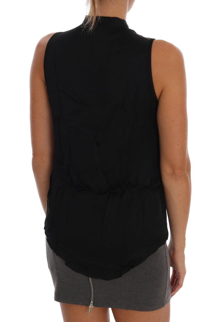 Haut chemisier sans manches noir en viscose Versace Jeans
