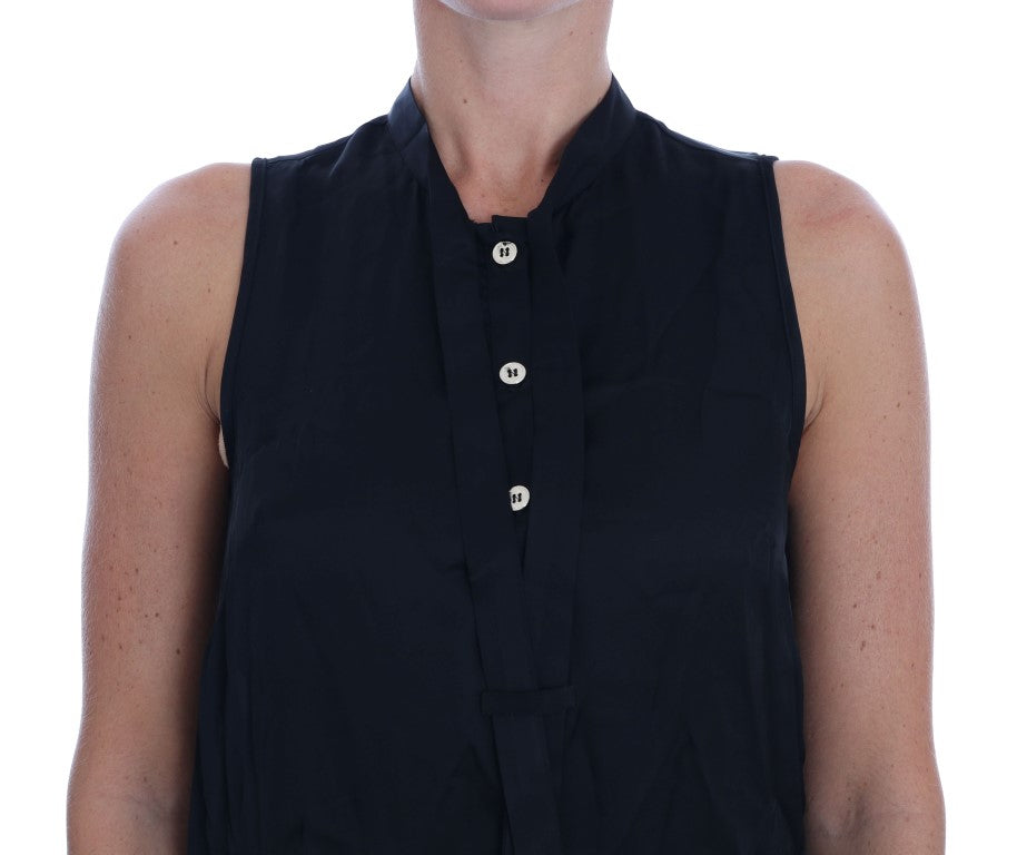 Haut chemisier sans manches noir en viscose Versace Jeans