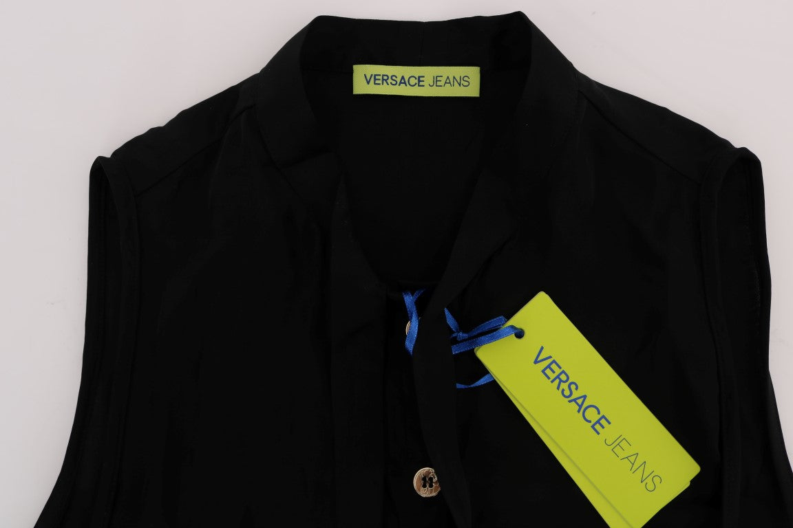 Haut chemisier sans manches noir en viscose Versace Jeans