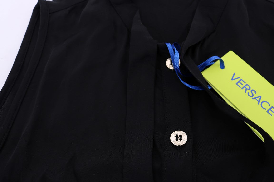 Haut chemisier sans manches noir en viscose Versace Jeans