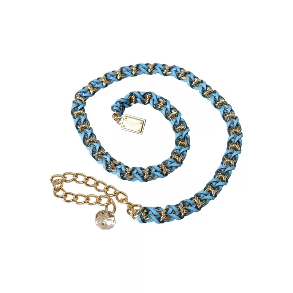 Ceinture tressée bleue en laiton doré Dolce & Gabbana