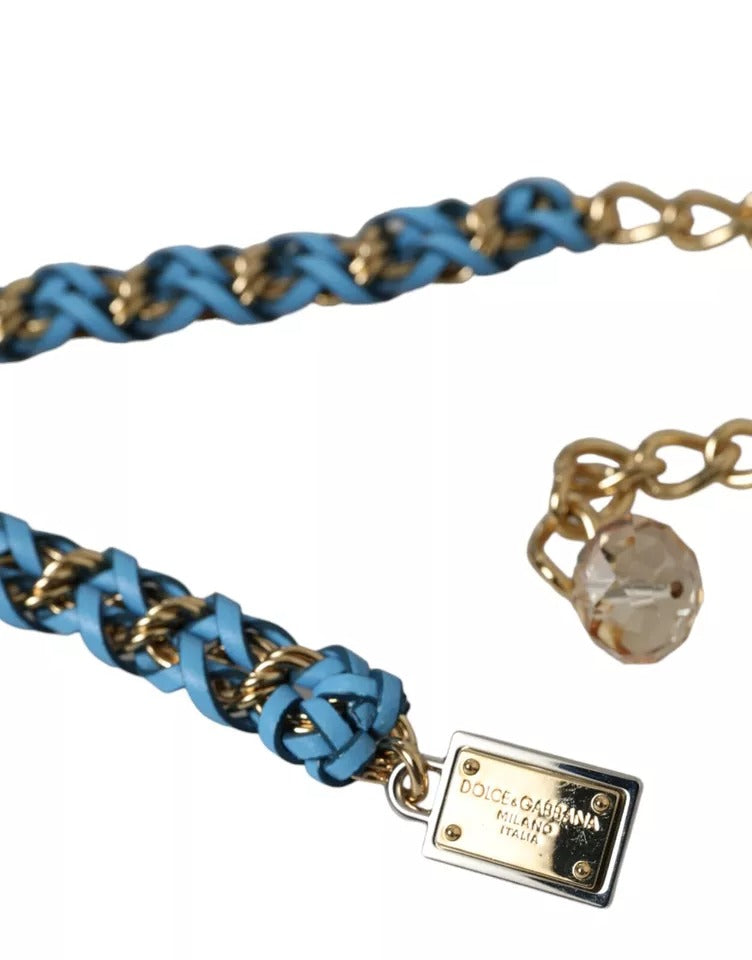 Ceinture tressée bleue en laiton doré Dolce & Gabbana