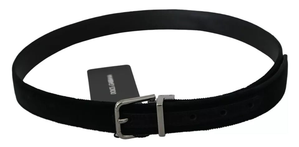 Ceinture Dolce & Gabbana en velours noir et cuir, avec boucle argentée