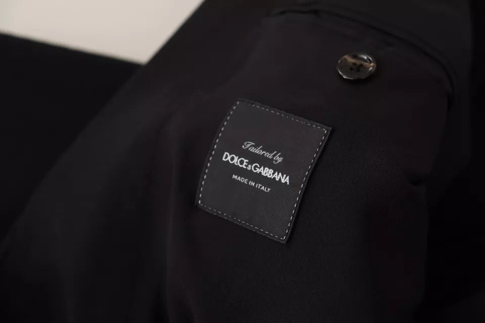 Dolce & Gabbana Blazer Manteau en Laine Noire Coupe Ajustée