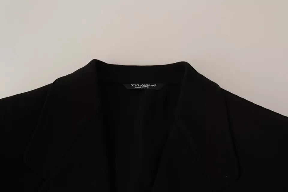 Dolce & Gabbana Blazer Manteau en Laine Noire Coupe Ajustée