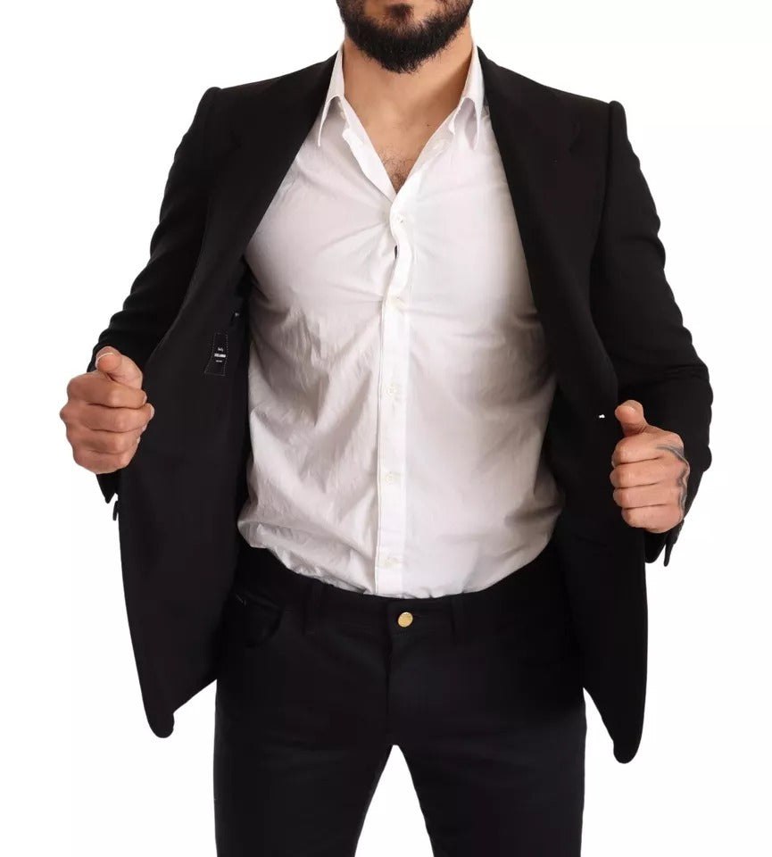 Dolce & Gabbana Blazer Manteau en Laine Noire Coupe Ajustée