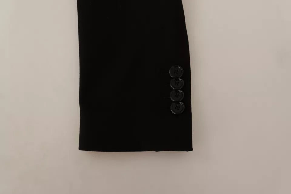 Dolce & Gabbana Blazer Manteau en Laine Noire Coupe Ajustée