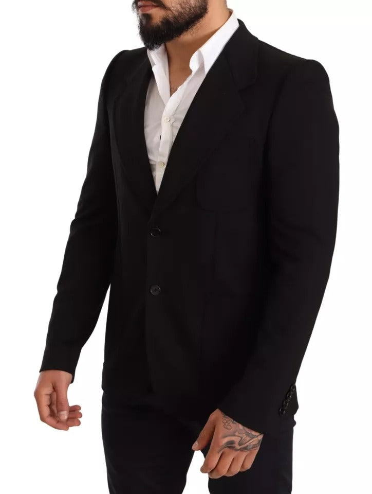 Dolce & Gabbana Blazer Manteau en Laine Noire Coupe Ajustée