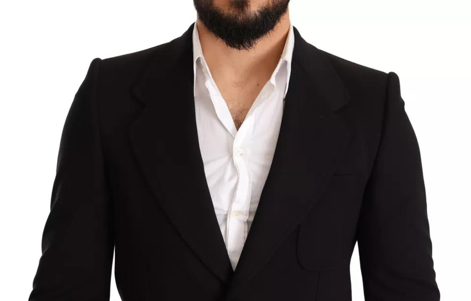 Dolce & Gabbana Blazer Manteau en Laine Noire Coupe Ajustée