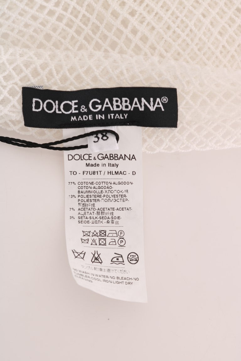 Débardeur Transparent en Résille Blanche Dolce & Gabbana