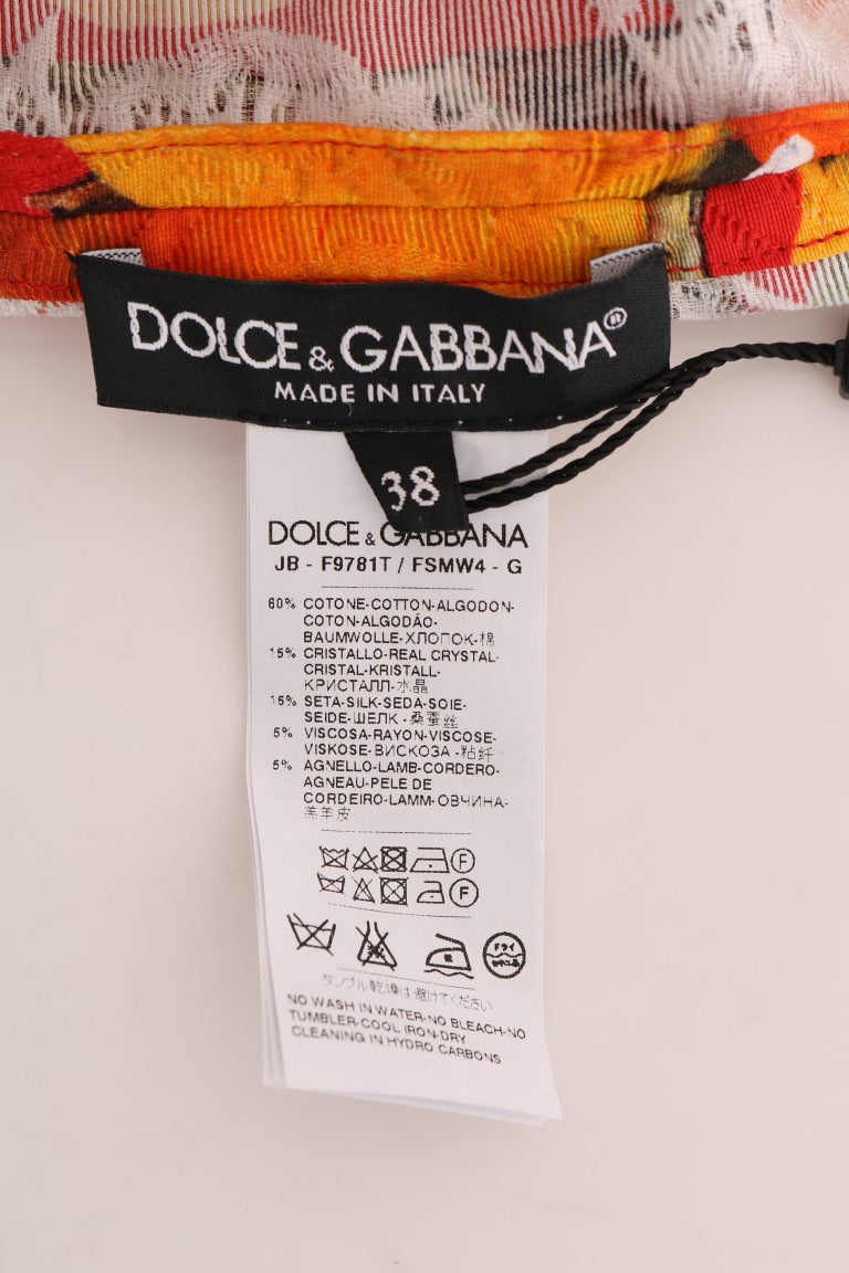 Chemisier orné de cristaux imprimé orange Dolce & Gabbana