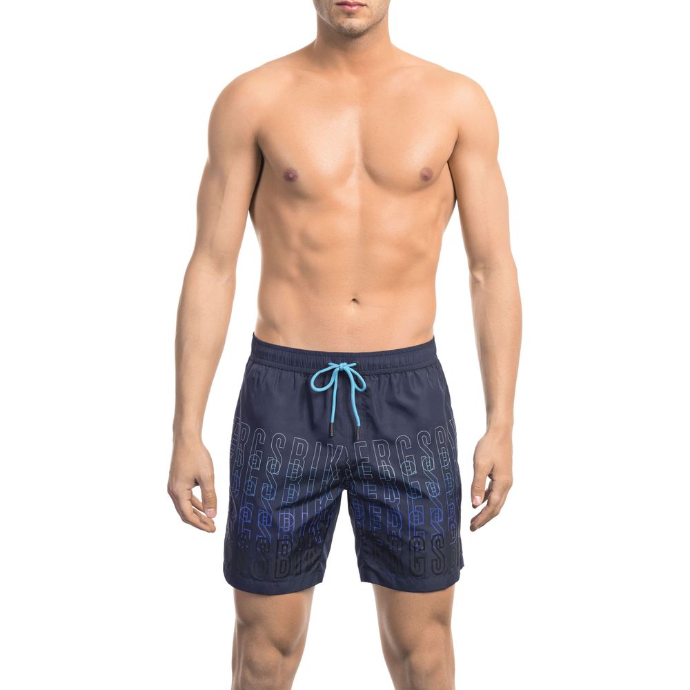 Short de bain Bikkembergs bleu en polyester pour homme