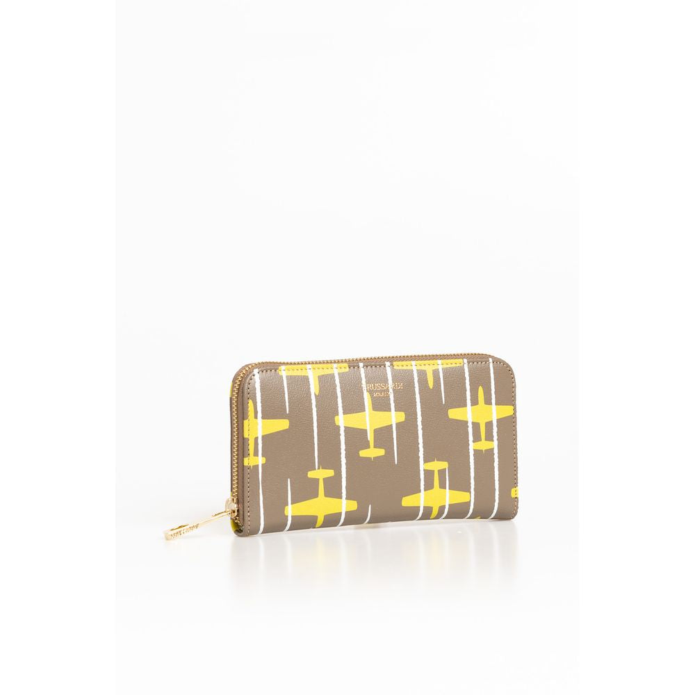 Portefeuille Femme Trussardi en Cuir Beige