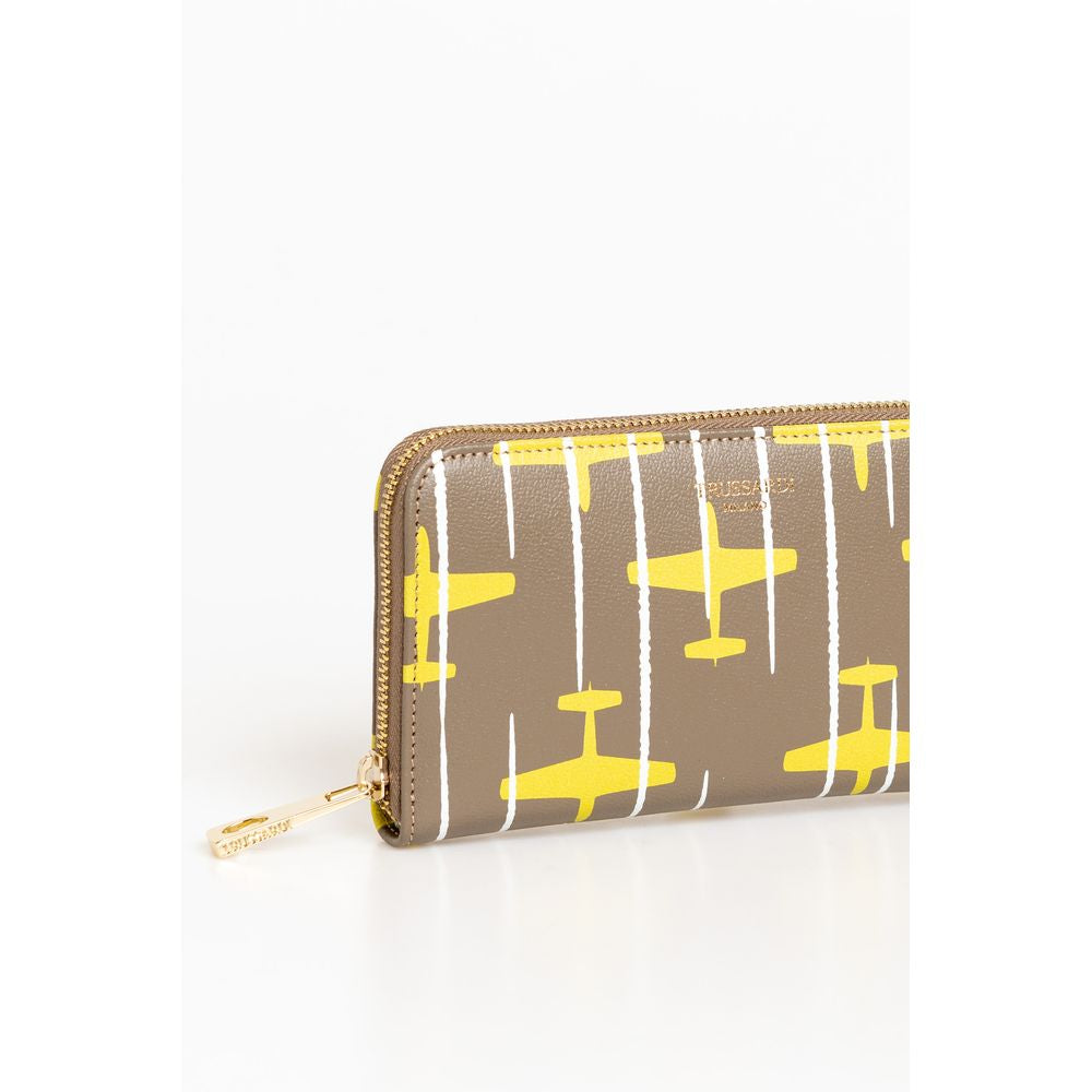 Portefeuille Femme Trussardi en Cuir Beige