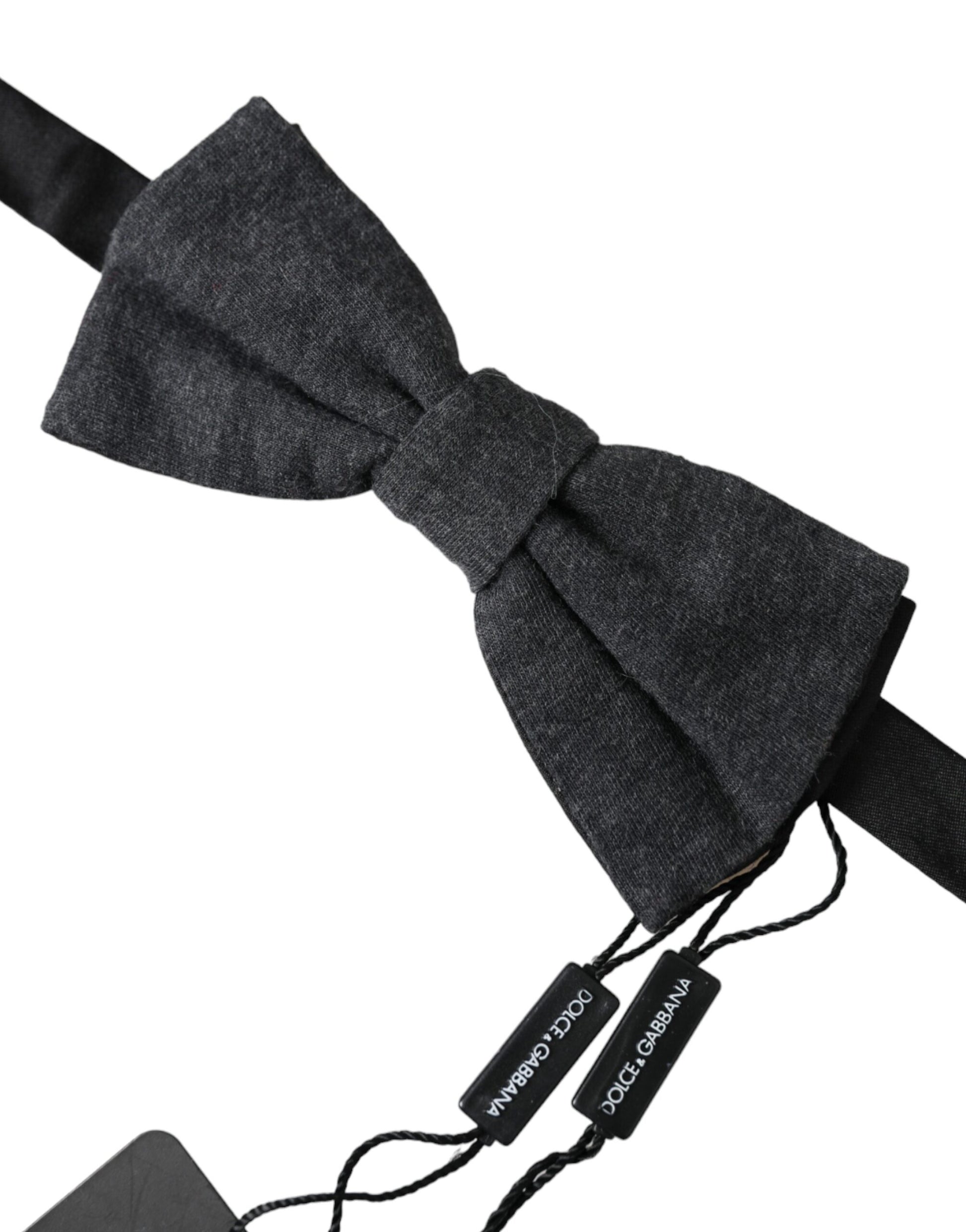 Nœud papillon pour homme en soie gris foncé réglable Dolce & Gabbana