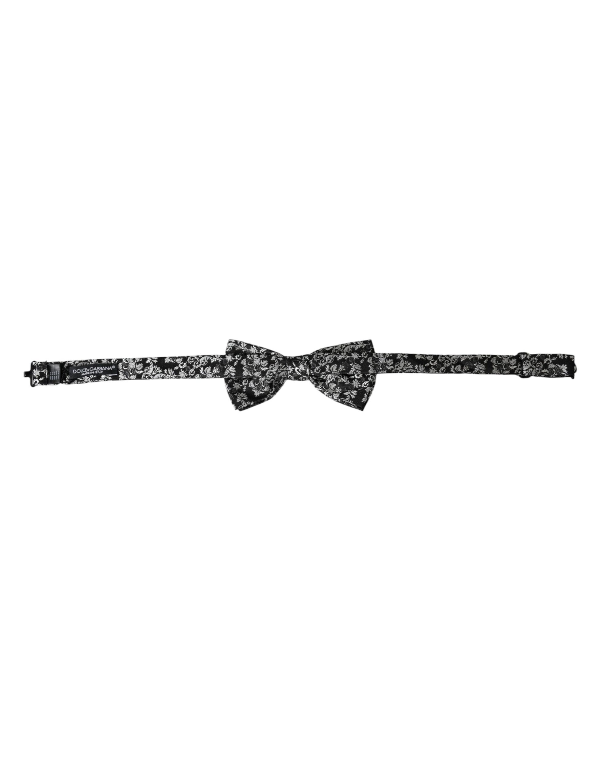 Nœud papillon Dolce & Gabbana en soie noire à motif floral pour homme, réglable