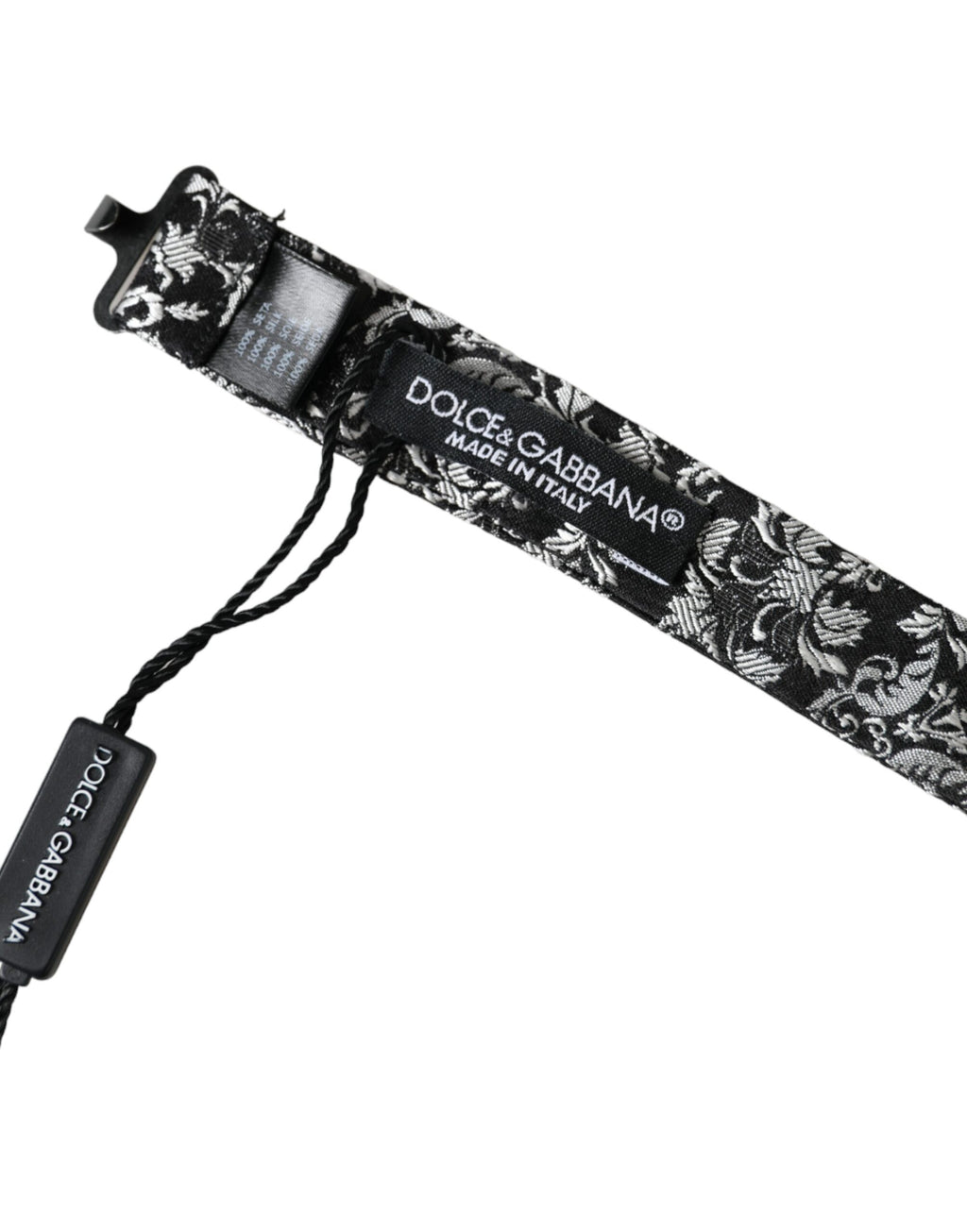 Nœud papillon Dolce & Gabbana en soie noire à motif floral pour homme, réglable