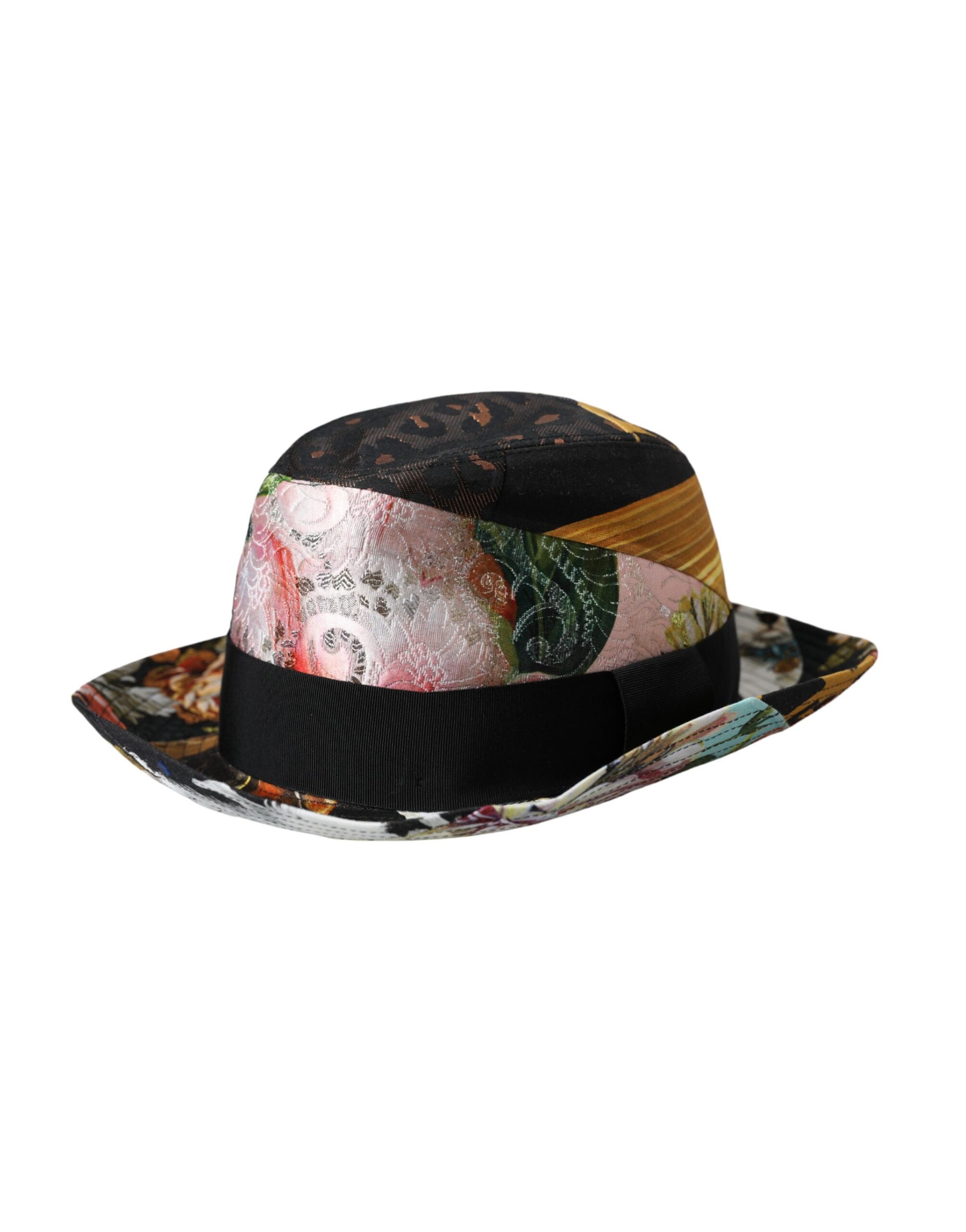 Chapeau Fedora Femme Dolce & Gabbana Patchwork Multicolore à Large Bord